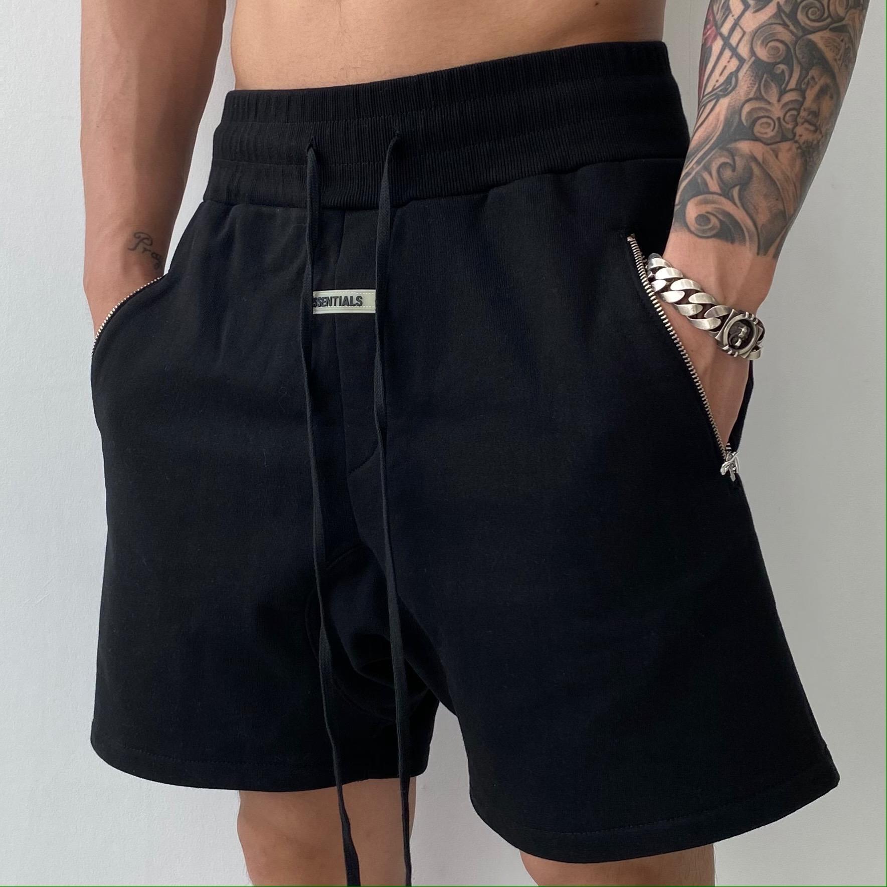 Men Workout Biker Shorts With Zipper Pockets