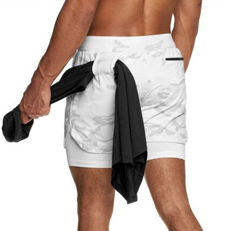 2 In 1 Men Gym Shorts Compression Running Shorts