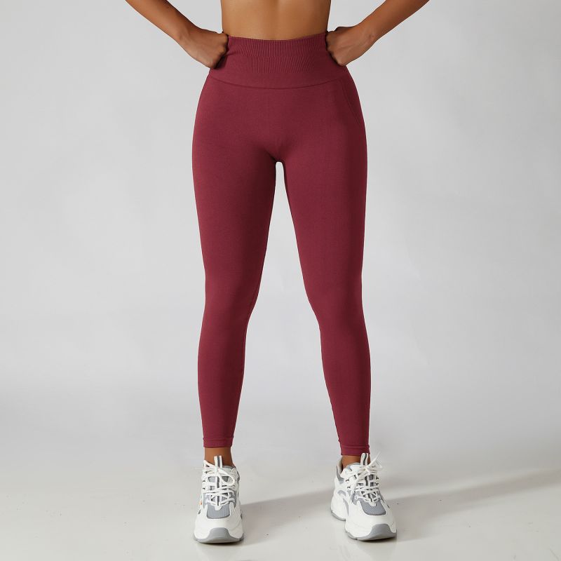 Custom Compression Seamless Gym Leggings Red Workout Pants Womens