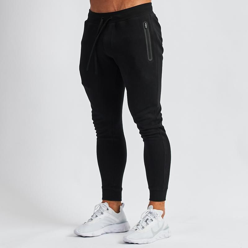 Custom Men Athletic Sweatpants Tight Joggers With Zipper Pocket