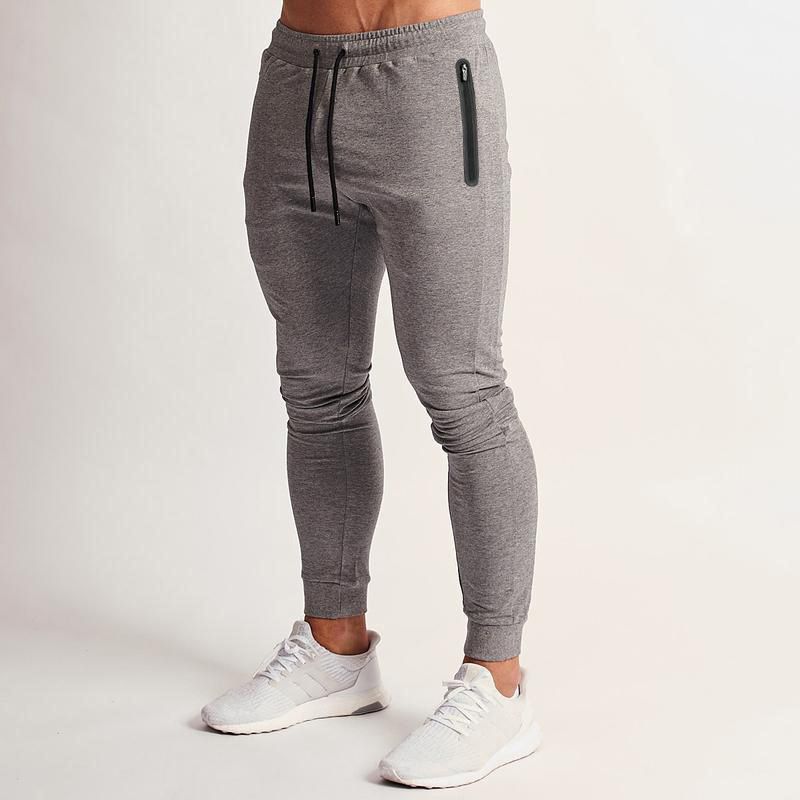 Custom Men Athletic Sweatpants Tight Joggers With Zipper Pocket