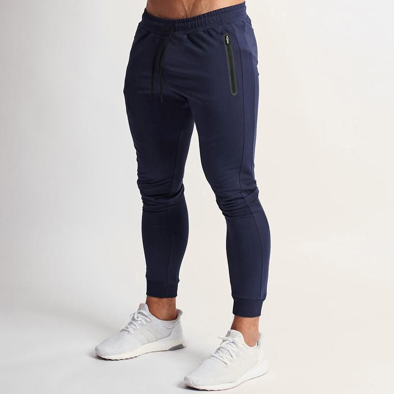 Custom Men Athletic Sweatpants Tight Joggers With Zipper Pocket