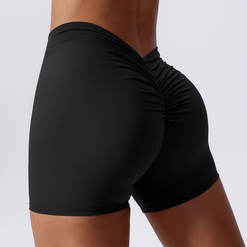 Stretch-Brushed Hip-Lifting Tummy-Control Yoga Shorts