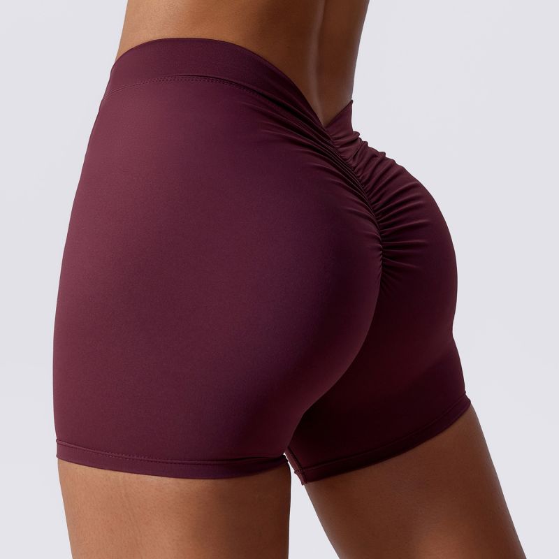 Stretch-Brushed Hip-Lifting Tummy-Control Yoga Shorts