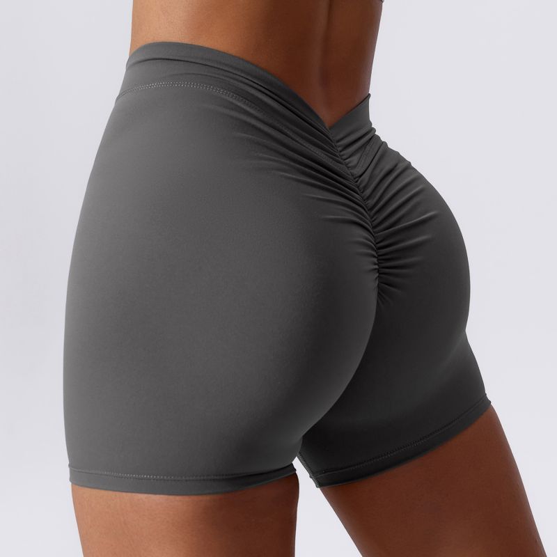 Stretch-Brushed Hip-Lifting Tummy-Control Yoga Shorts