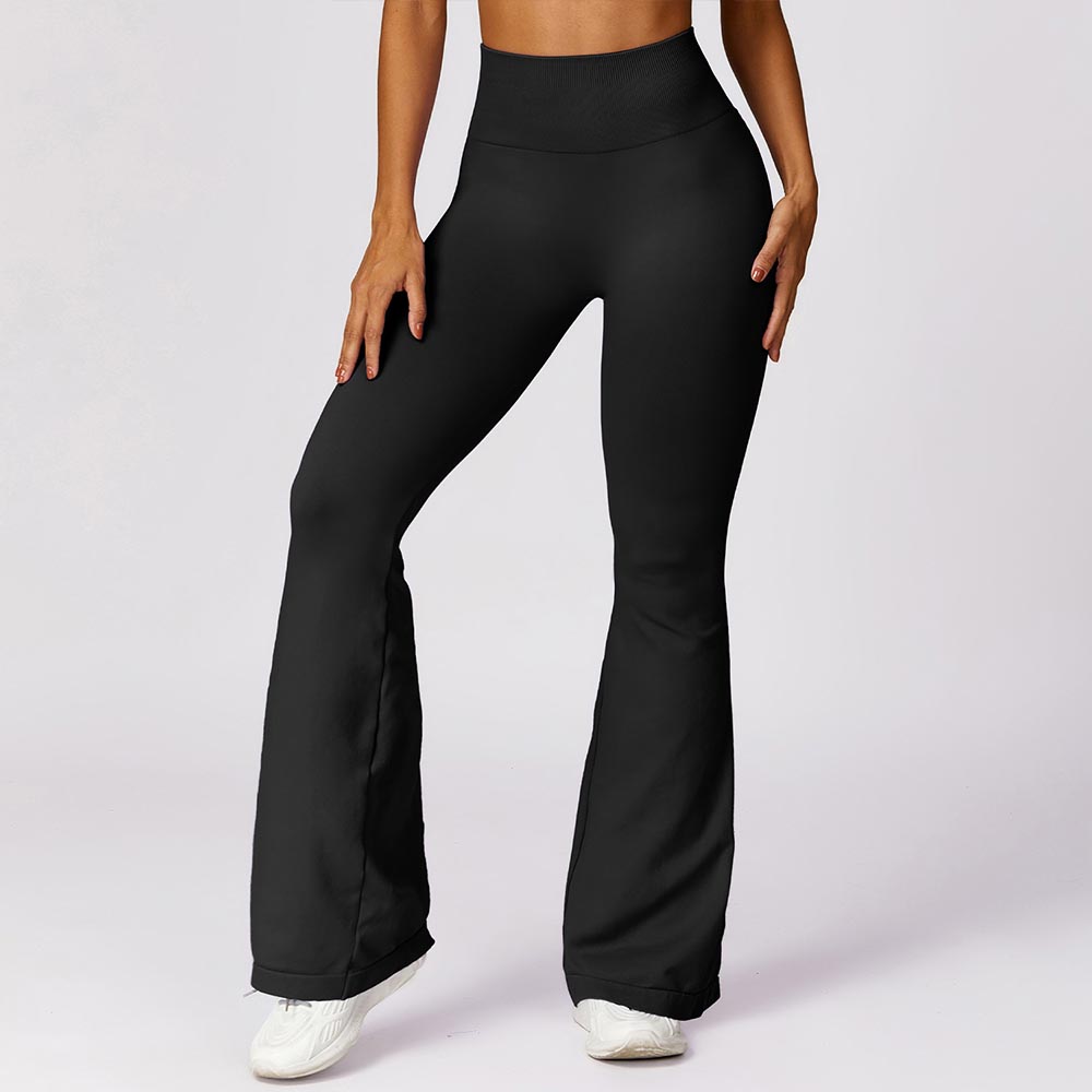 Wide-Leg Seamless Butt-Lifting Yoga Flare Pants with High Waist Tummy Control Leisure Sports Pants