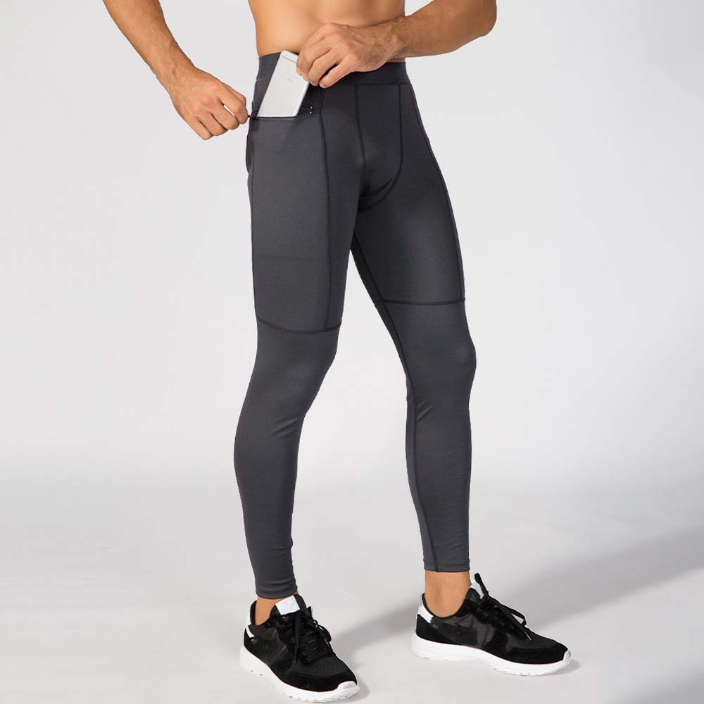 Men's Zippered Pocket Fitness Pants - PRO Running Training Sweat-Wicking Quick-Dry High-Elastic Compression Leggings