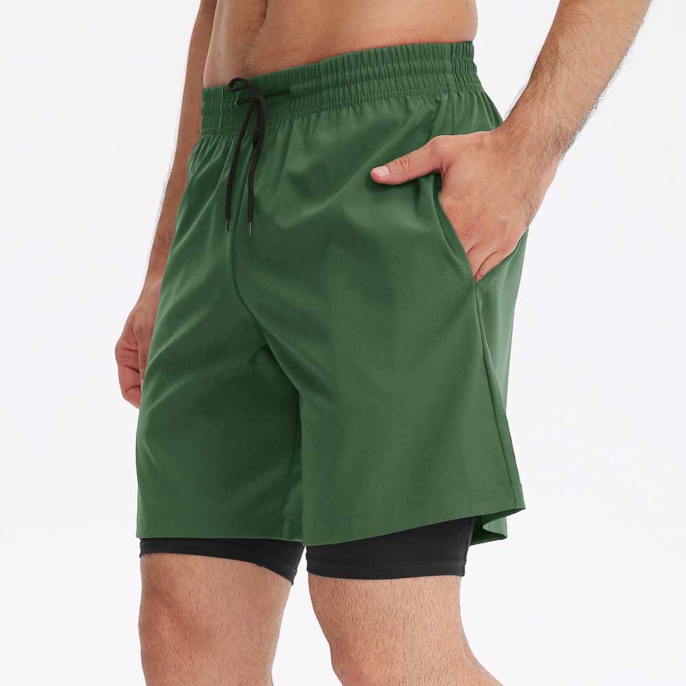 Men's Two-Layered Compression Training Shorts - High-Elastic Quick-Dry Sports Pants