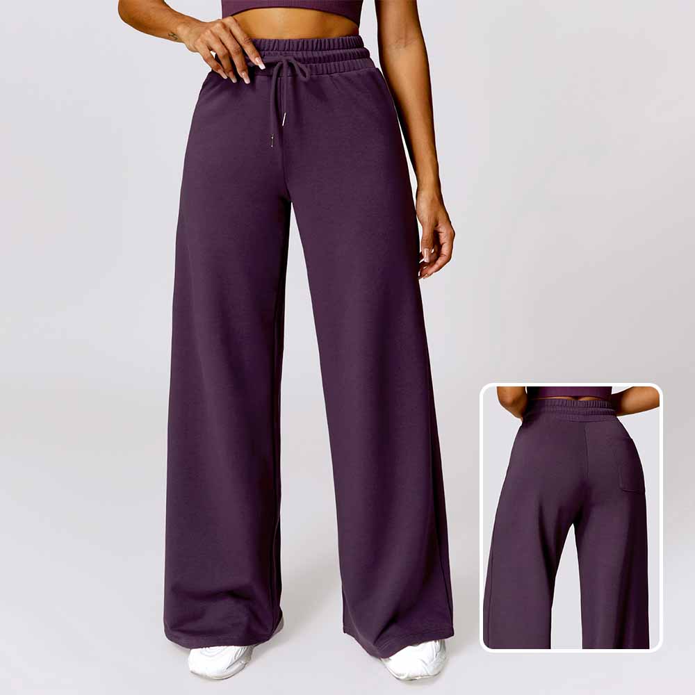 Women Sporty Casual Sweatpants Warm Loose-Fit High-Waisted Outdoor Wide-Leg Pants