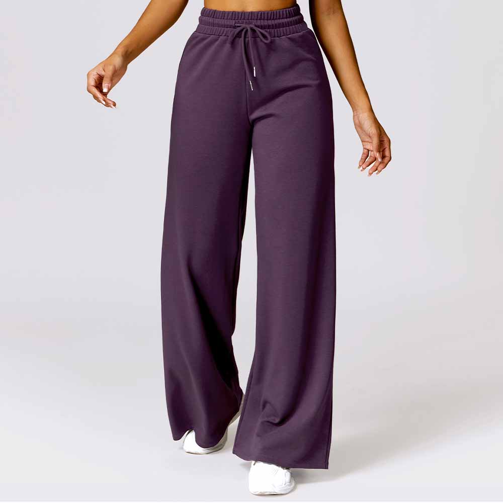 Women Sporty Casual Sweatpants Warm Loose-Fit High-Waisted Outdoor Wide-Leg Pants