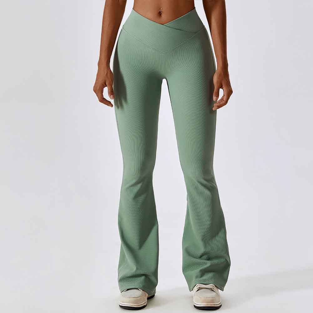 Women Cross-Waist Yoga Flare Pants - Butt-Lifting Dance and Sports Wide-Leg Pants