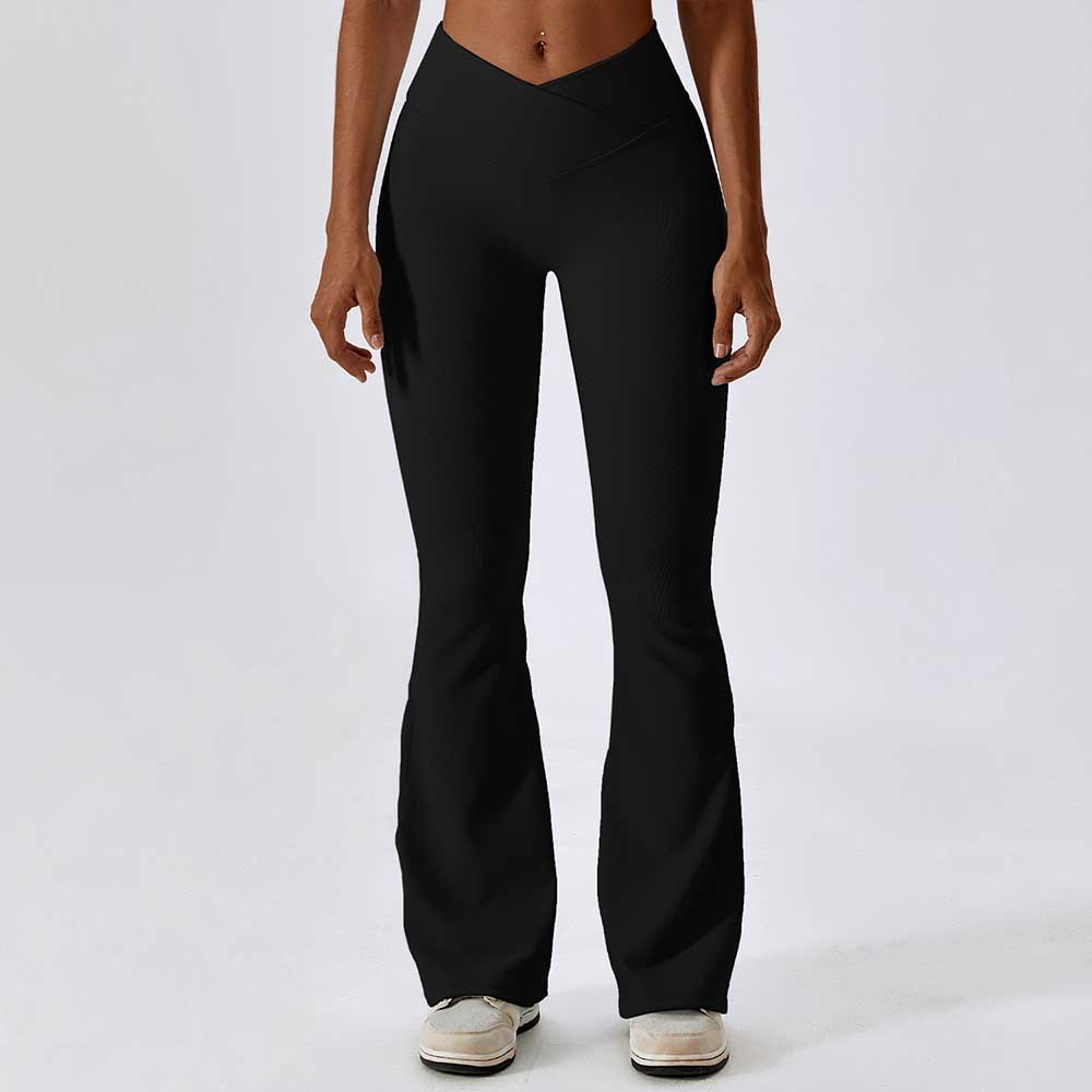 Women Cross-Waist Yoga Flare Pants - Butt-Lifting Dance and Sports Wide-Leg Pants