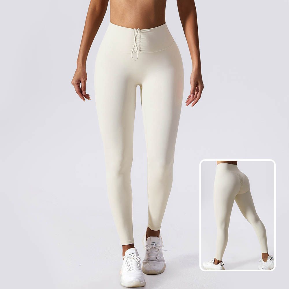 Drawstring High Waist Yoga Pants - Bare Sensation Quick-Dry Butt-Lifting Running Leggings