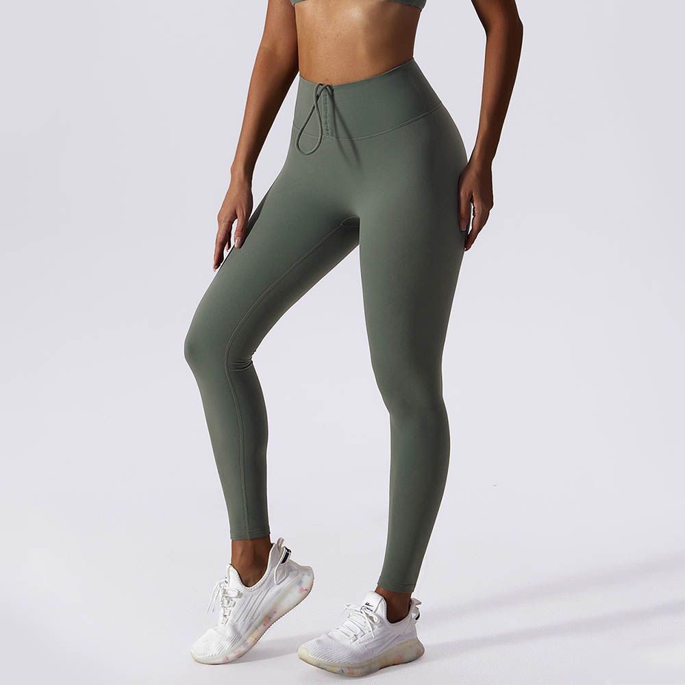 Drawstring High Waist Yoga Pants - Bare Sensation Quick-Dry Butt-Lifting Running Leggings