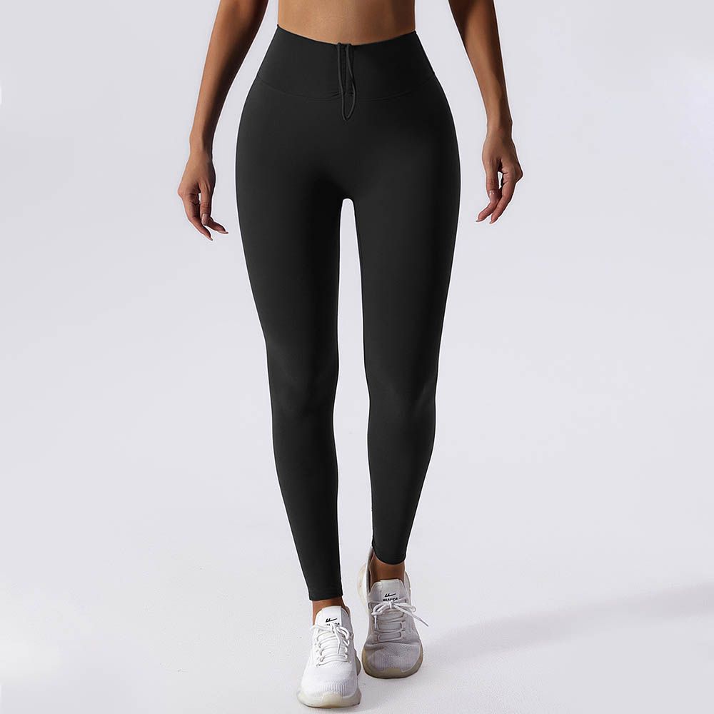 Drawstring High Waist Yoga Pants - Bare Sensation Quick-Dry Butt-Lifting Running Leggings