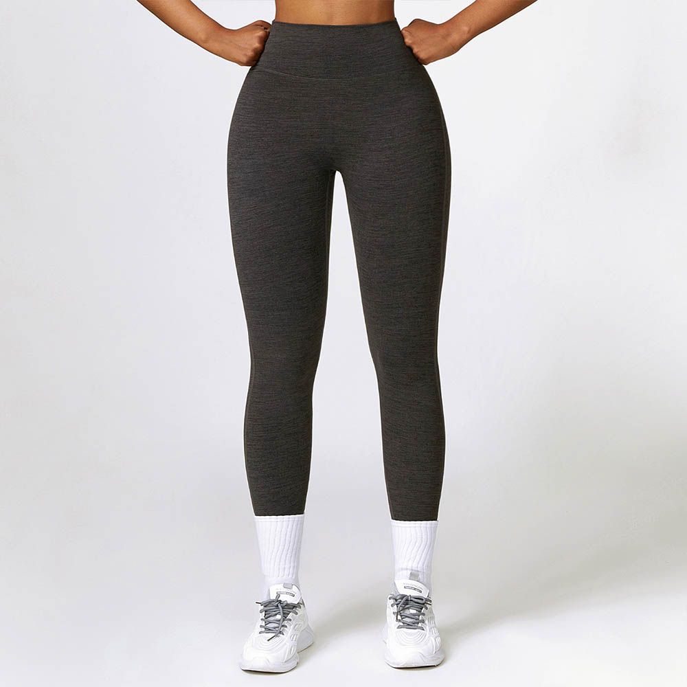 Brushed High Waist Yoga Pants With Cationic Cargo Pockets - Butt-Lifting Tight Fitness Leggings