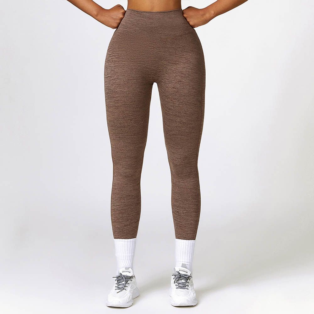 Brushed High Waist Yoga Pants With Cationic Cargo Pockets - Butt-Lifting Tight Fitness Leggings