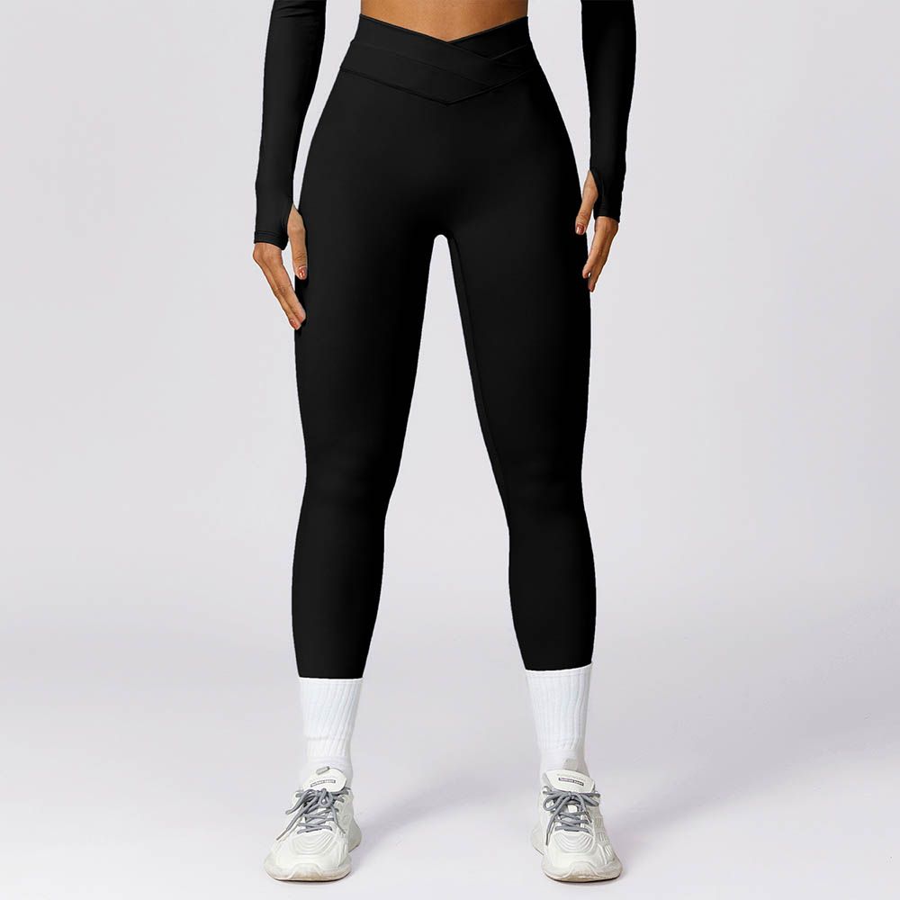 Quick-Dry Butt-Lifting Yoga Pants - Cross High Waist Tight Brushed Fitness Leggings