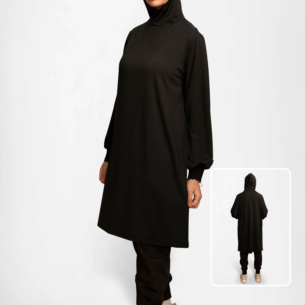 Longline Hooded Top With Built-In Hijab For Chic Modesty