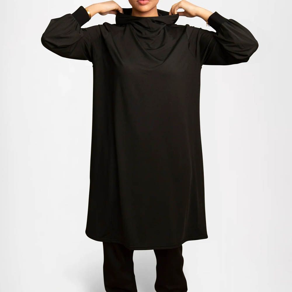 Longline Hooded Top With Built-In Hijab For Chic Modesty