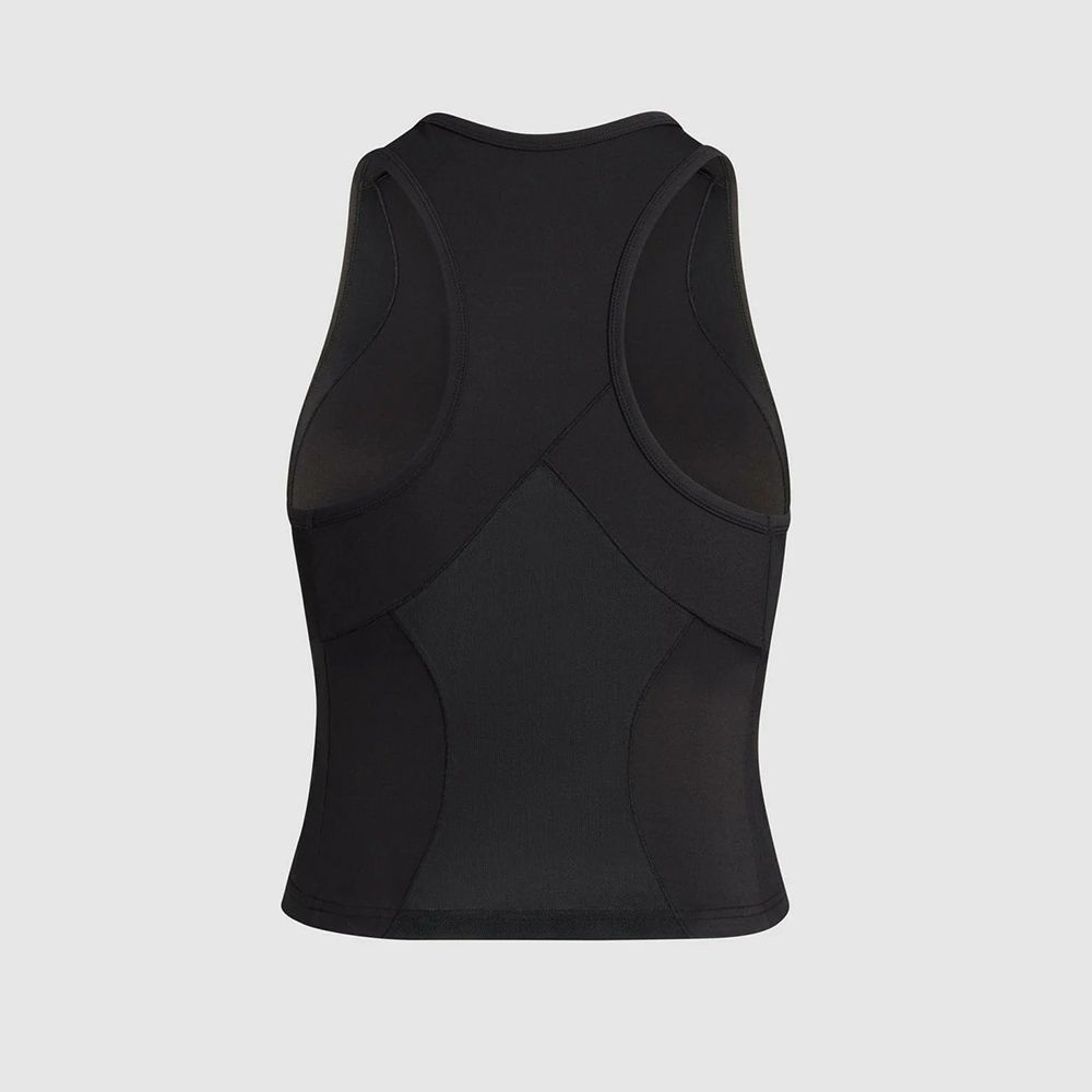 Low Impact Gym Tank With High Neckline And Side Mesh Panels