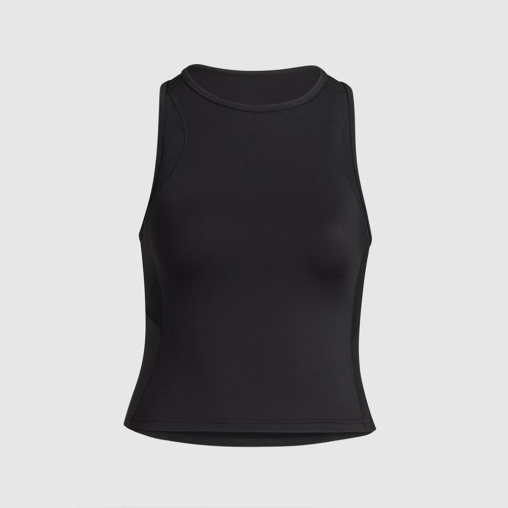 Low Impact Gym Tank With High Neckline And Side Mesh Panels